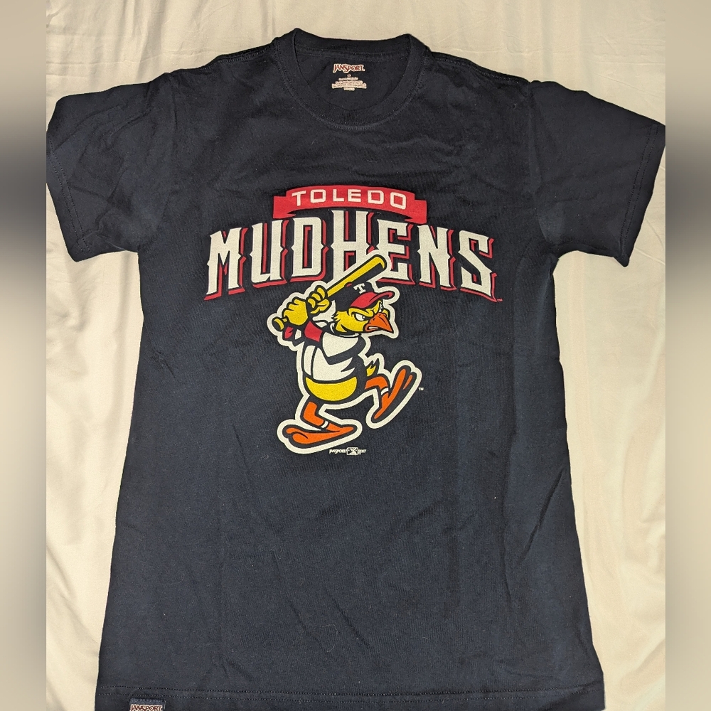 Jansport Men's Small Toledo Mud Hens Minor League Baseball Blue Graphic T-Shirt